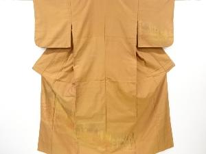 リサイクル　木立に草花模様織り出し手織り節紬単衣訪問着